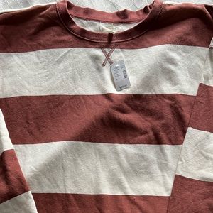 NWT: comfy oversized striped fleece sweatshirt.